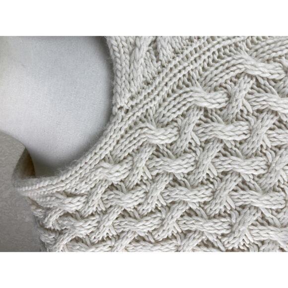 Cocogio Made in Italy Ivory Cable Knit Poncho One Size Wool Blend - Picture 4 of 11